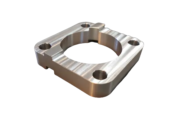 Adapteraufnahme – CNC-gefrästes Bauteil aus Aluminium, gefertigt von SR-Zerspanung in Stamsried
